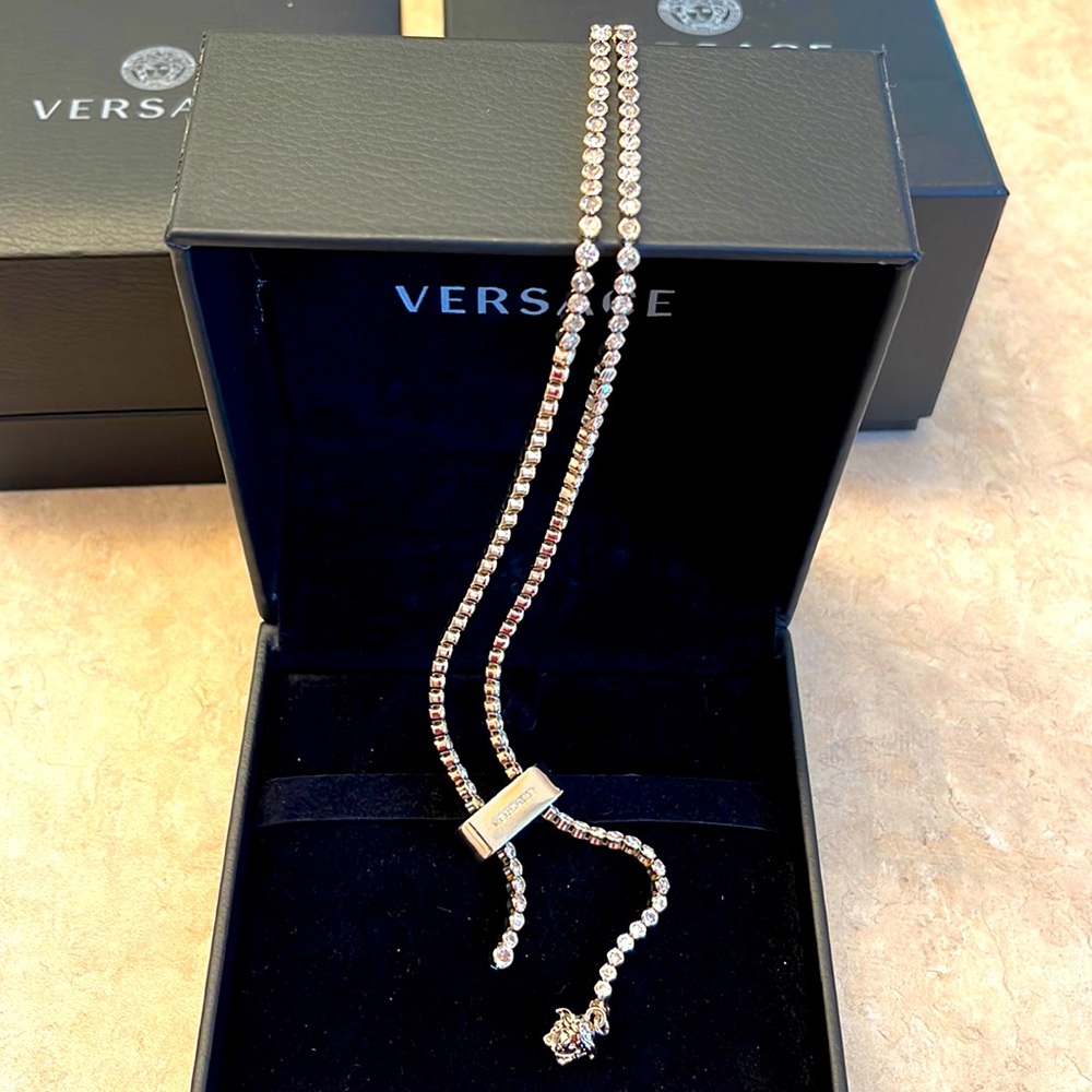 VERSACE Gold & Crystal Medusa Necklace Authentic with box